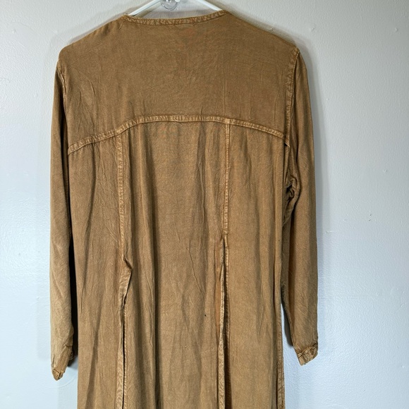 Vintage Bohemian Embroidered Maxi Dress Brown Velvet Detail Large one size boho - Picture 11 of 13